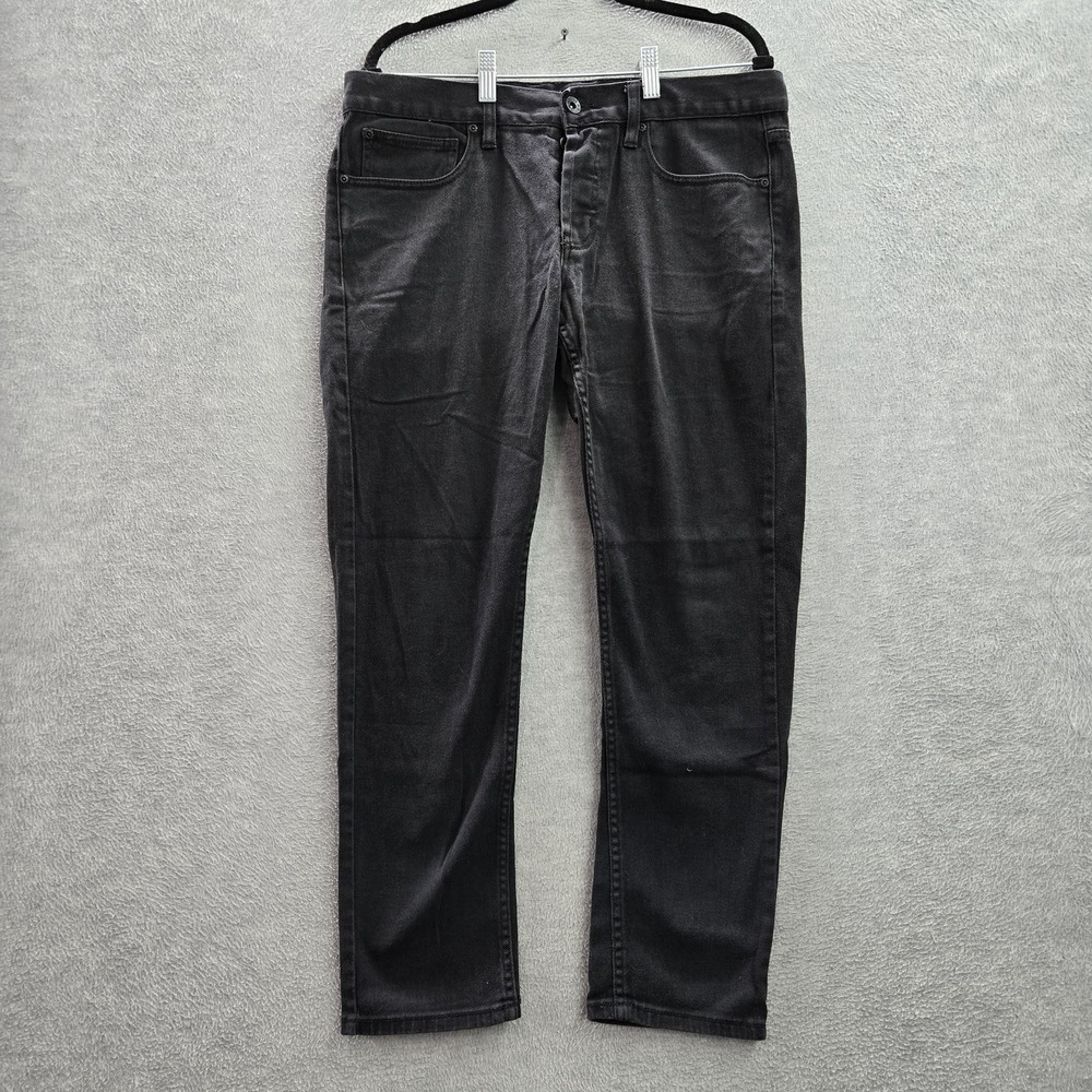 RUDE Men Jeans 34X30 Black Denim Skinny 27" Inseam